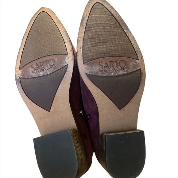 Franco‎ Sarto ‘Paivley’ Burgundy Suede Ankle Boots - Picture 6 of 12